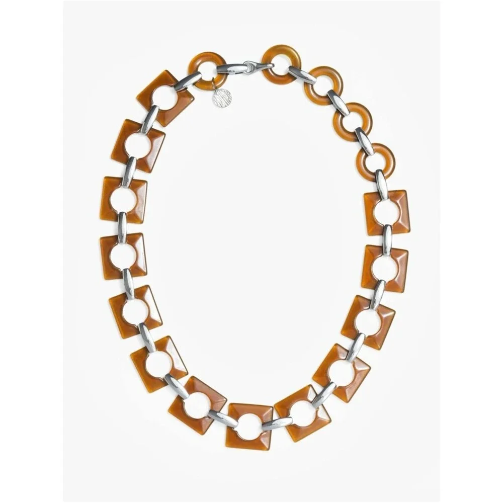 MOTHER Brown Resin Ring Chain Belt with Silver Links